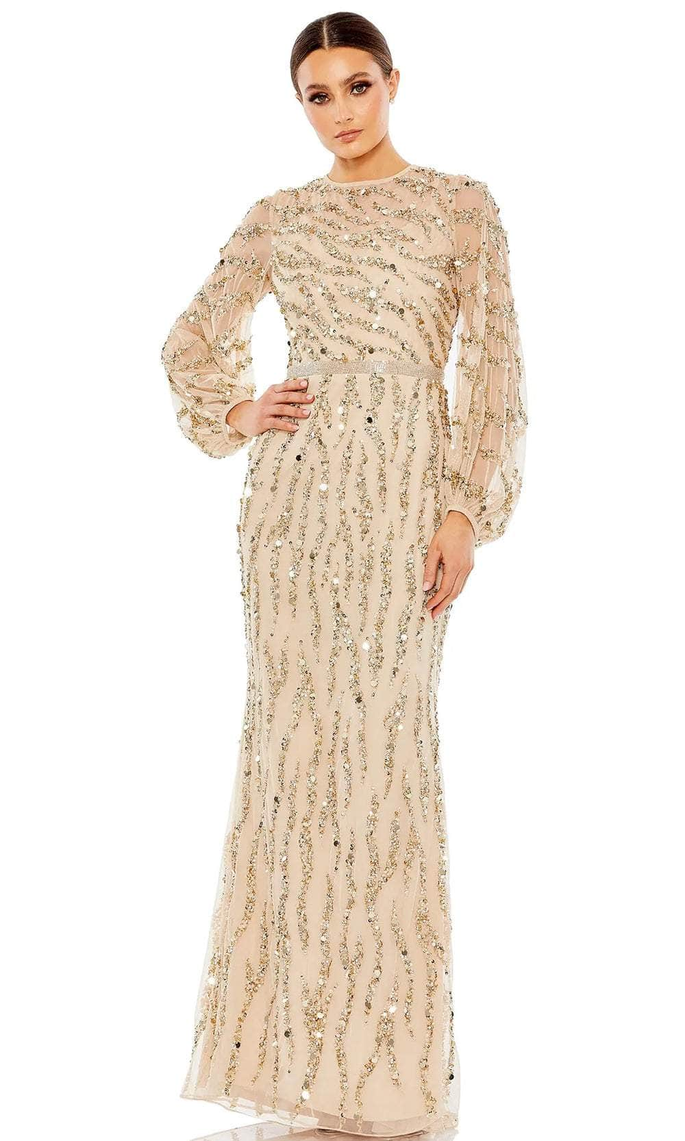 Mac Duggal 93789 - Modest Bedazzled Long Evening Dress
