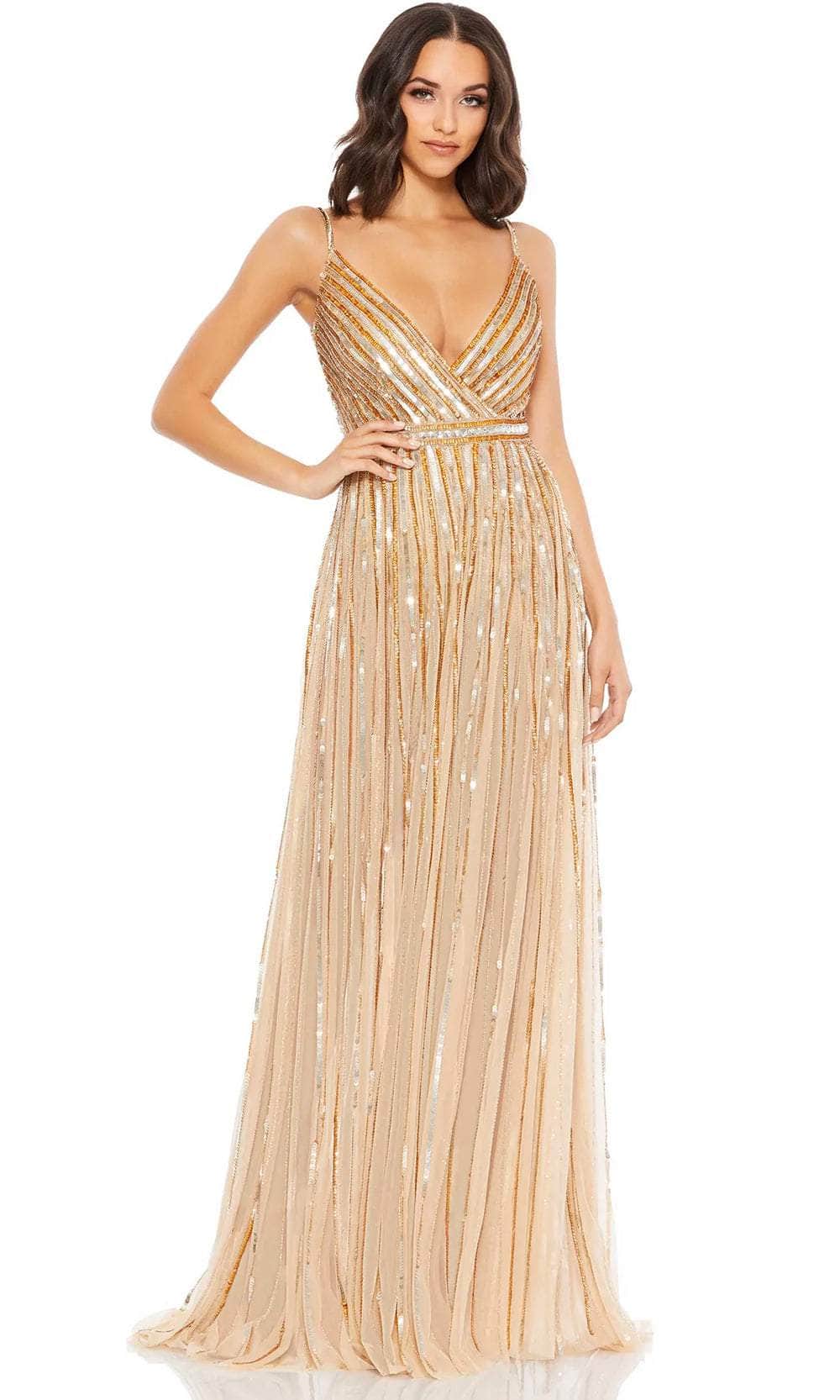 Mac Duggal 93801 - Sequined V-Neck Evening Dress
