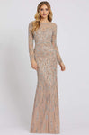 V-neck Jeweled Neck Plunging Neck Sheath Fall Floor Length Long Sleeves Natural Waistline Fitted Jeweled Back Zipper Sequined Sheath Dress/Evening Dress with a Brush/Sweep Train