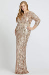 Fitted V Back Beaded Bateau Neck Sheath 3/4 Sleeves Natural Waistline Floor Length Short Sheath Dress