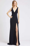 V-neck Plunging Neck Sleeveless V Back Slit Pleated Natural Waistline Sheath Sheath Dress with a Brush/Sweep Train With Ruffles