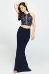 Beaded Fitted Natural Waistline Sleeveless Sheath Halter Floor Length Sheath Dress/Evening Dress with a Brush/Sweep Train