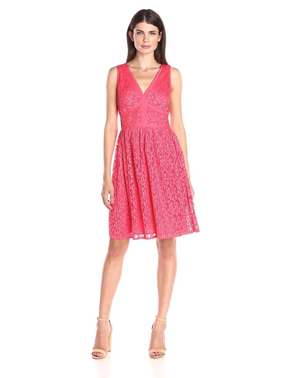 Maggy London - G2521M Pleated Floral Lace Dress
