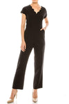 Sophisticated V-neck Natural Waistline Pocketed Hidden Back Zipper Cap Sleeves Ankle Length Jumpsuit