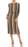 Jeweled Neck Sheath Pencil-Skirt Jeweled Above the Knee Natural Waistline Long Sleeves Sheath Dress