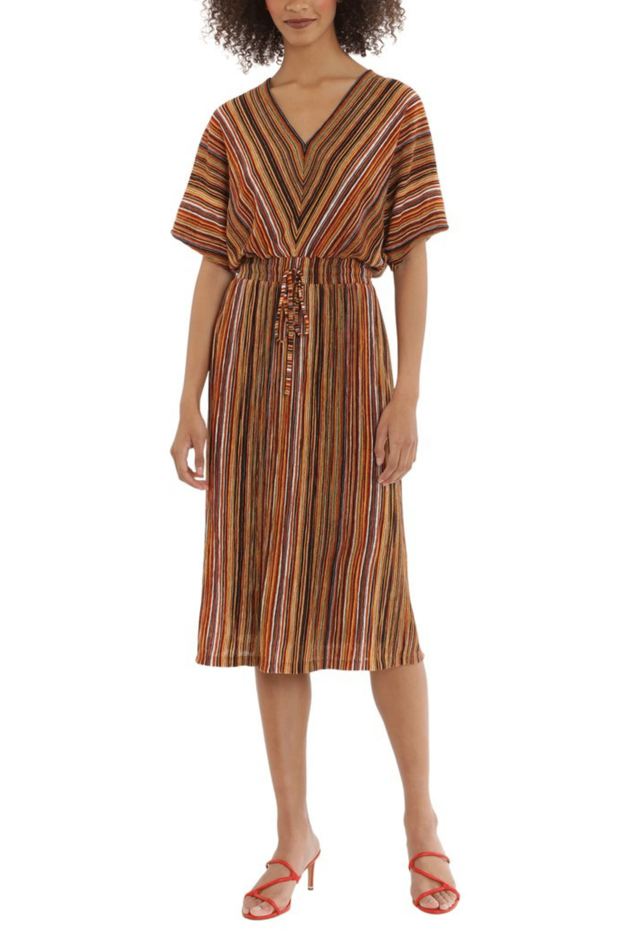 V-neck Striped Print Elasticized Natural Waistline Cocktail Above the Knee Fitted Keyhole Short Sleeves Sleeves Sheath Sheath Dress/Evening Dress/Mother-of-the-Bride Dress/Prom Dress