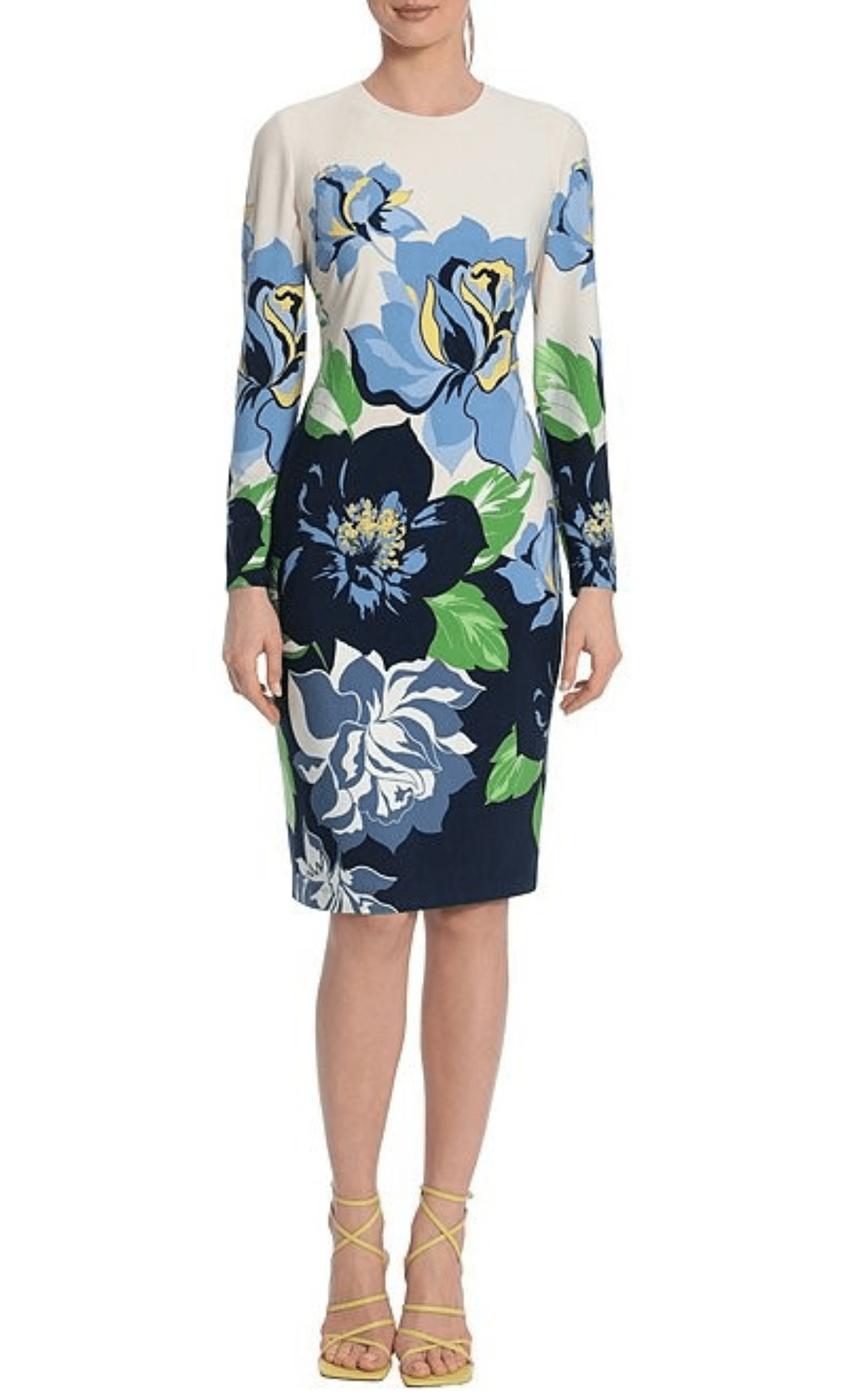 Maggy London G5142M - Floral Long Sleeve Cocktail Dress
