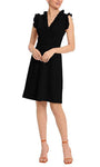 Sophisticated V-neck Natural Waistline Sleeveless Short Back Zipper Sheath Sheath Dress With Ruffles