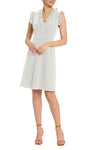 Sophisticated V-neck Sleeveless Short Back Zipper Natural Waistline Sheath Sheath Dress With Ruffles