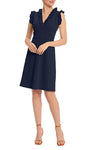 Sophisticated V-neck Sleeveless Short Natural Waistline Sheath Back Zipper Sheath Dress With Ruffles