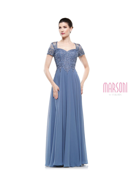 A-line Floor Length Queen Anne Neck Beaded Back Zipper Illusion Sheer Short Sleeves Sleeves Natural Waistline Dress with a Brush/Sweep Train With a Ribbon