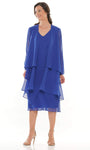 V-neck Chiffon Tiered V Back Long Sleeves Sleeveless Natural Waistline Sheath Above the Knee Sheath Dress