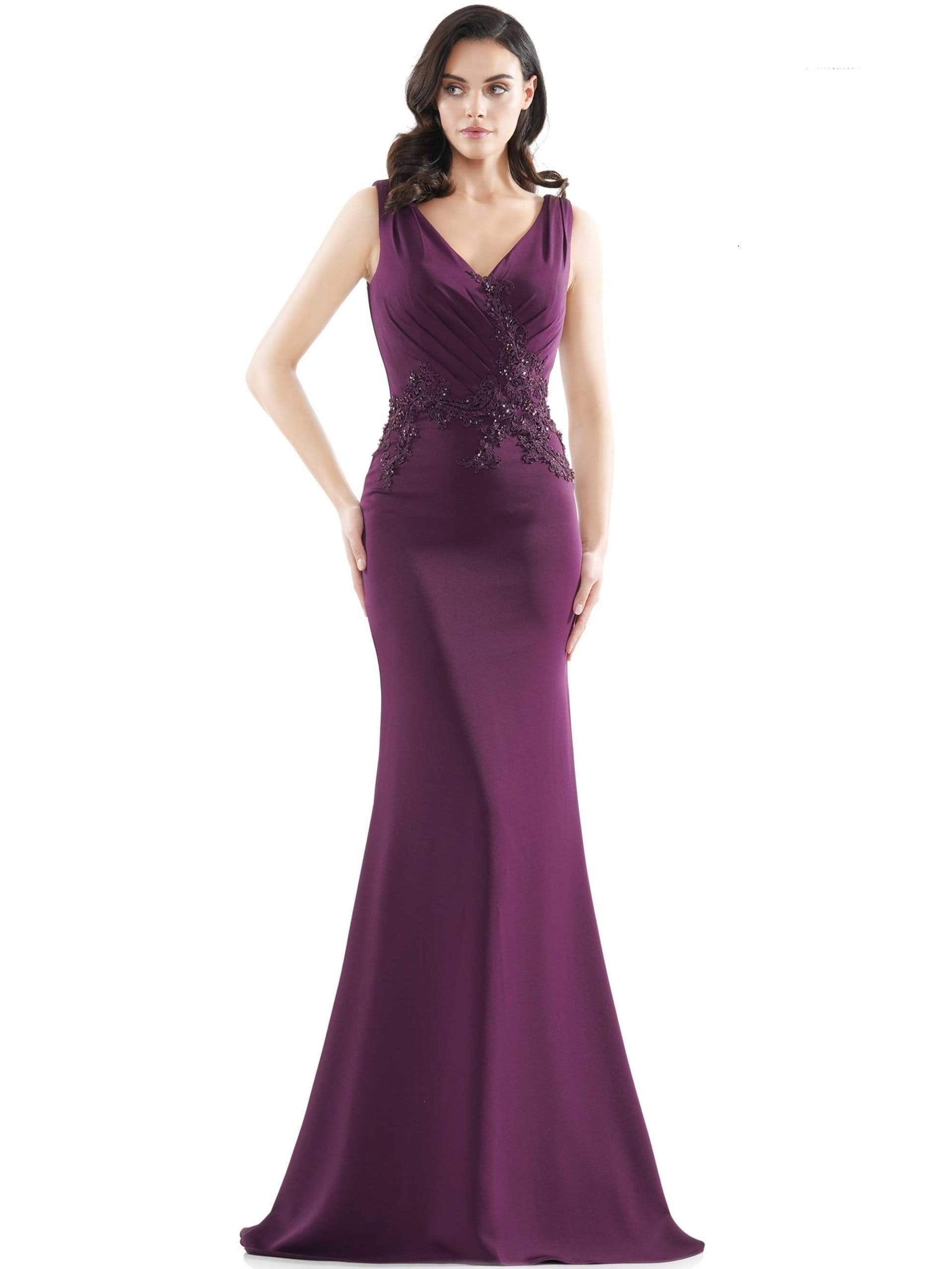 Marsoni by Colors - MV1054 Embroidered V-neck Trumpet Dress
