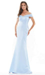 Draped Back Zipper Fitted Natural Waistline Off the Shoulder Mermaid Satin Dress with a Brush/Sweep Train