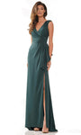 Sexy Sophisticated V-neck Natural Waistline Fall Sheath Cap Sleeves Faille Ruched Slit Sheath Dress/Evening Dress with a Brush/Sweep Train With Ruffles