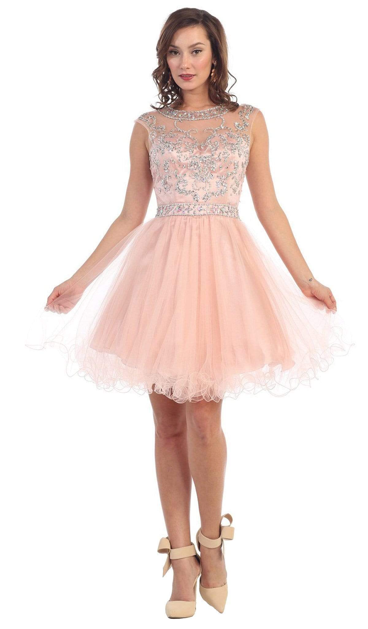 May Queen - Beaded Illusion Tulle Cocktail Dress
