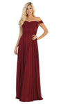 Sophisticated A-line Back Zipper Applique Natural Waistline Floor Length Off the Shoulder Dress