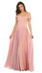 Sophisticated A-line Floor Length Applique Back Zipper Natural Waistline Off the Shoulder Dress