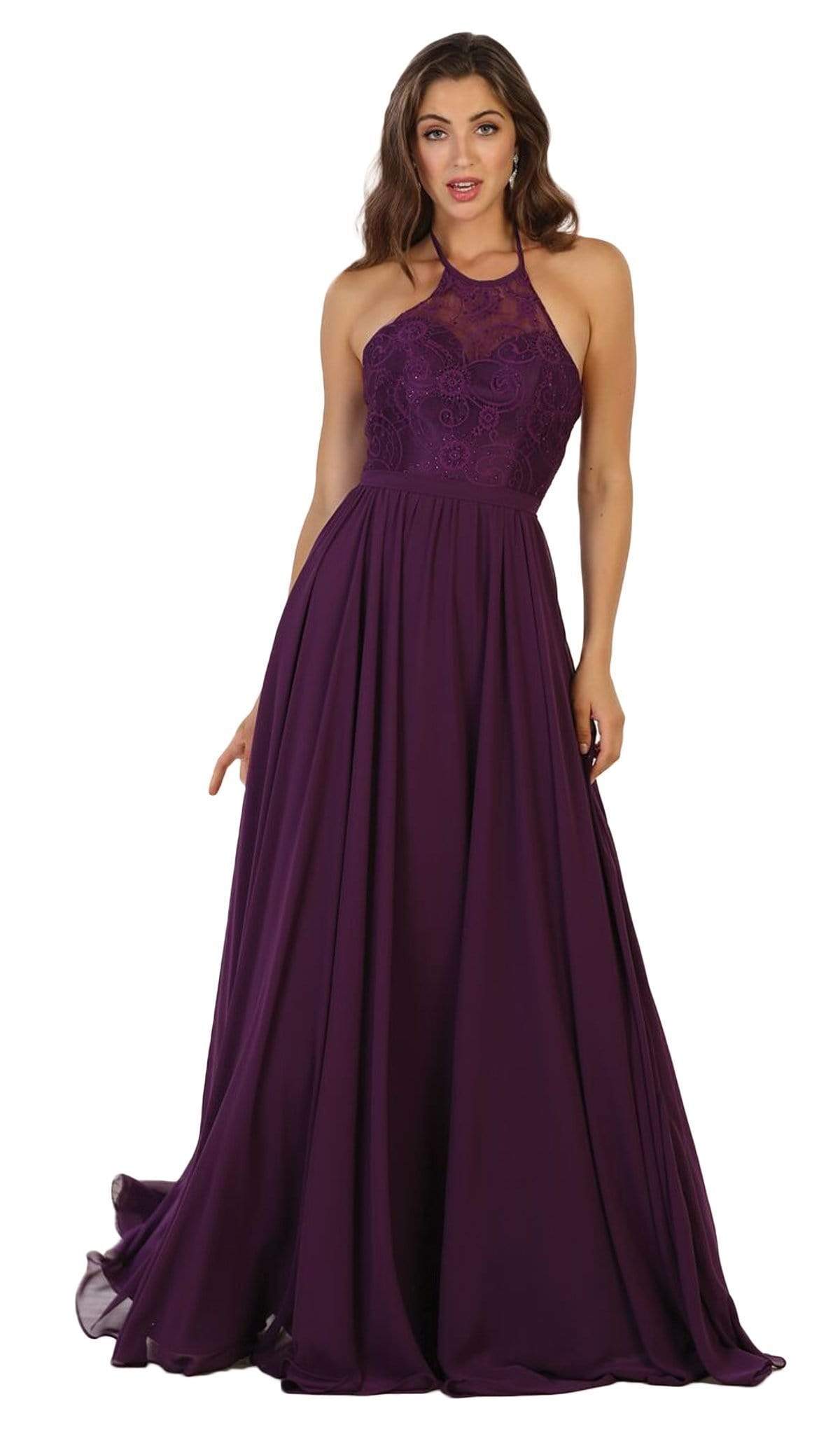 May Queen - Embellished Illusion Halter A-line Evening Dress
