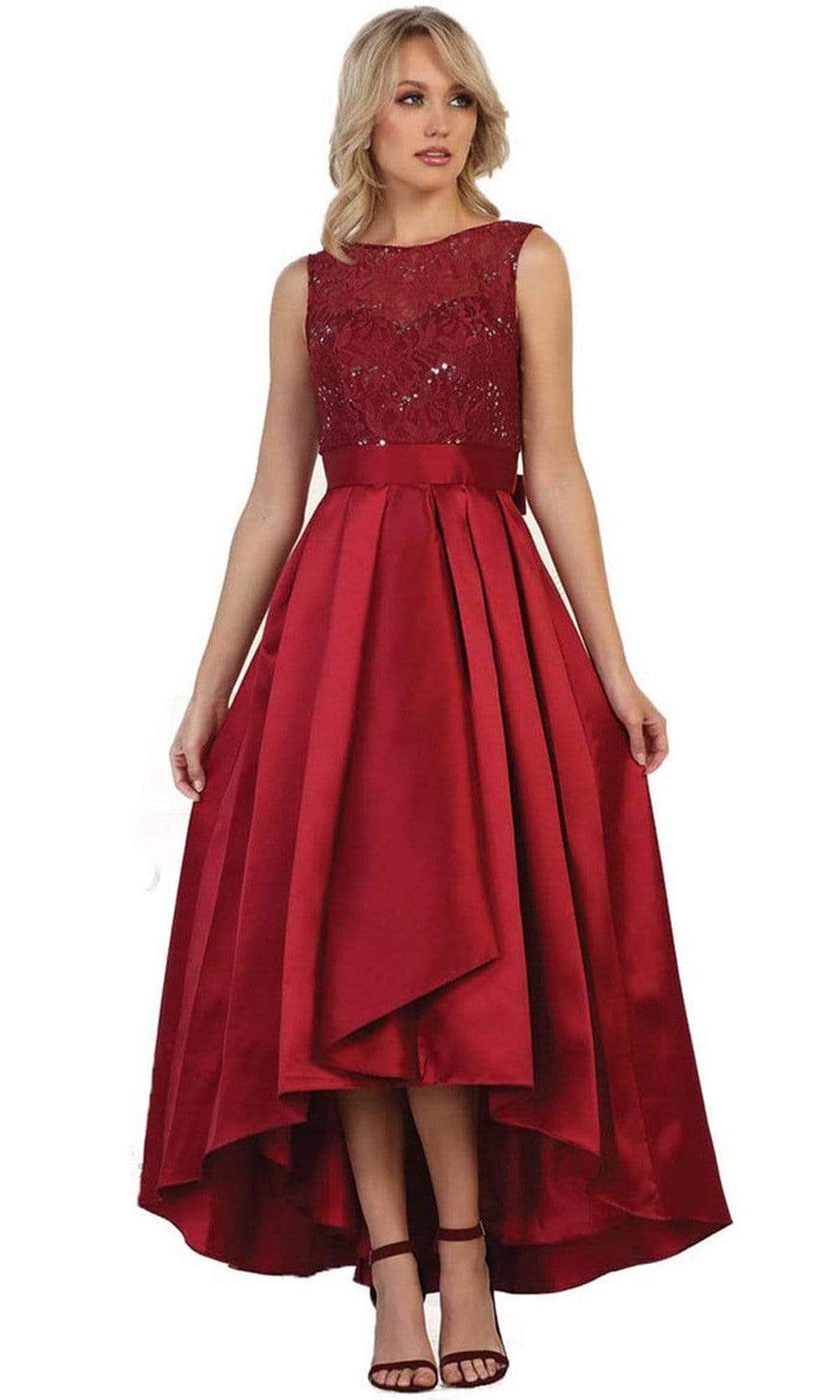 May Queen - High Low Illusion Jewel A-line Evening Dress
