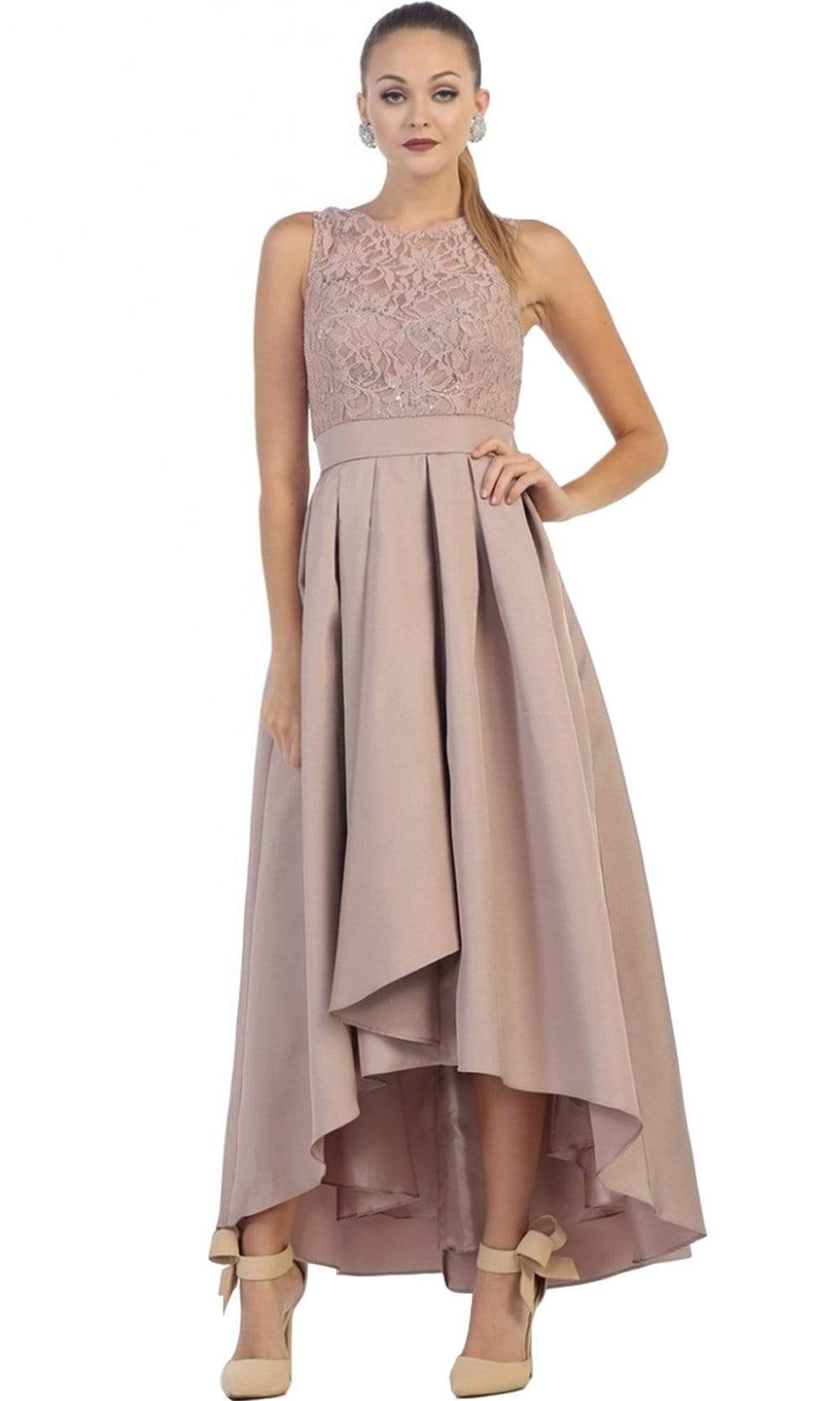 May Queen - High Low Illusion Jewel A-line Evening Dress