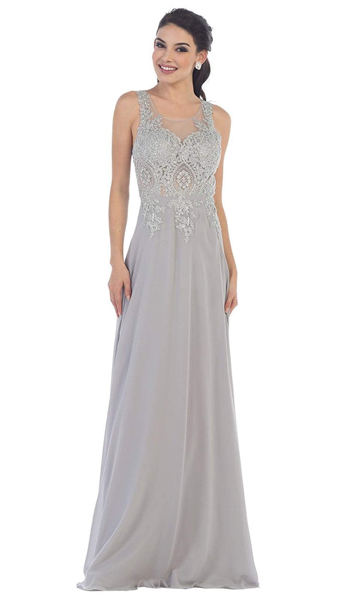 May Queen - Illusion Ornate Lace Prom Gown
