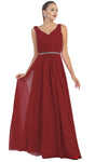 A-line V-neck Floor Length Natural Waistline Pleated Fitted Gathered Ruched Open-Back Jeweled Goddess Chiffon Prom Dress