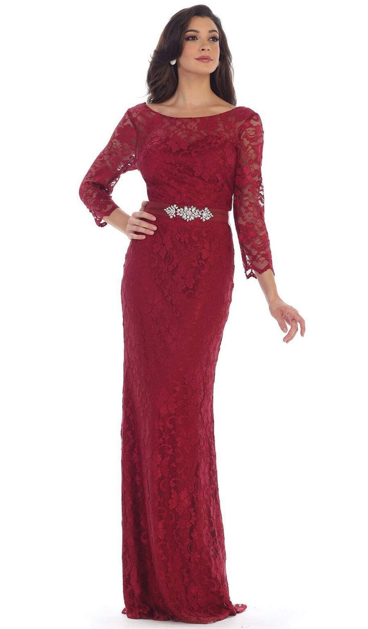 May Queen - Lace Illusion Bateau Sheath Mother of the Bride Dress
