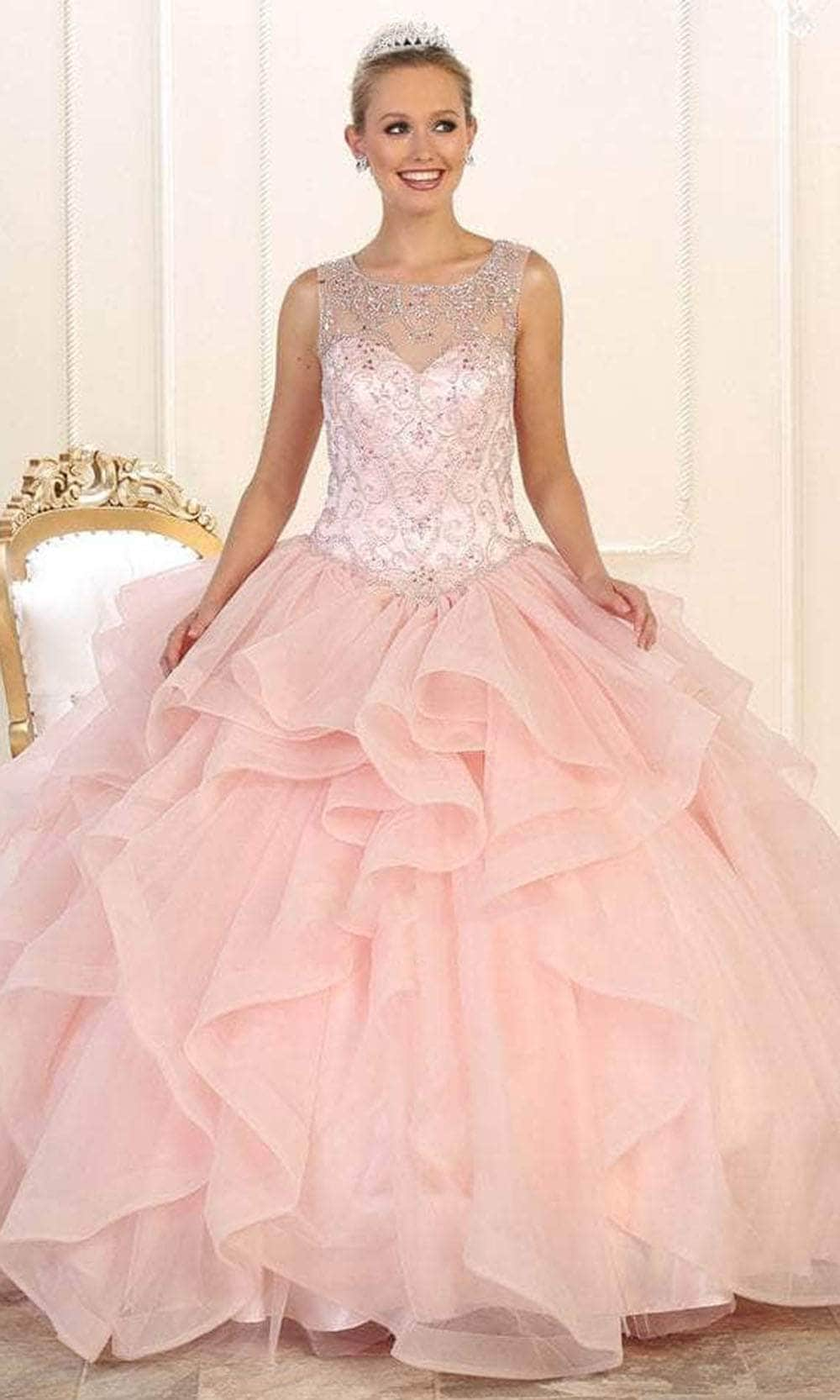 May Queen LK105 - Beaded Illusion Scoop Prom Ballgown
