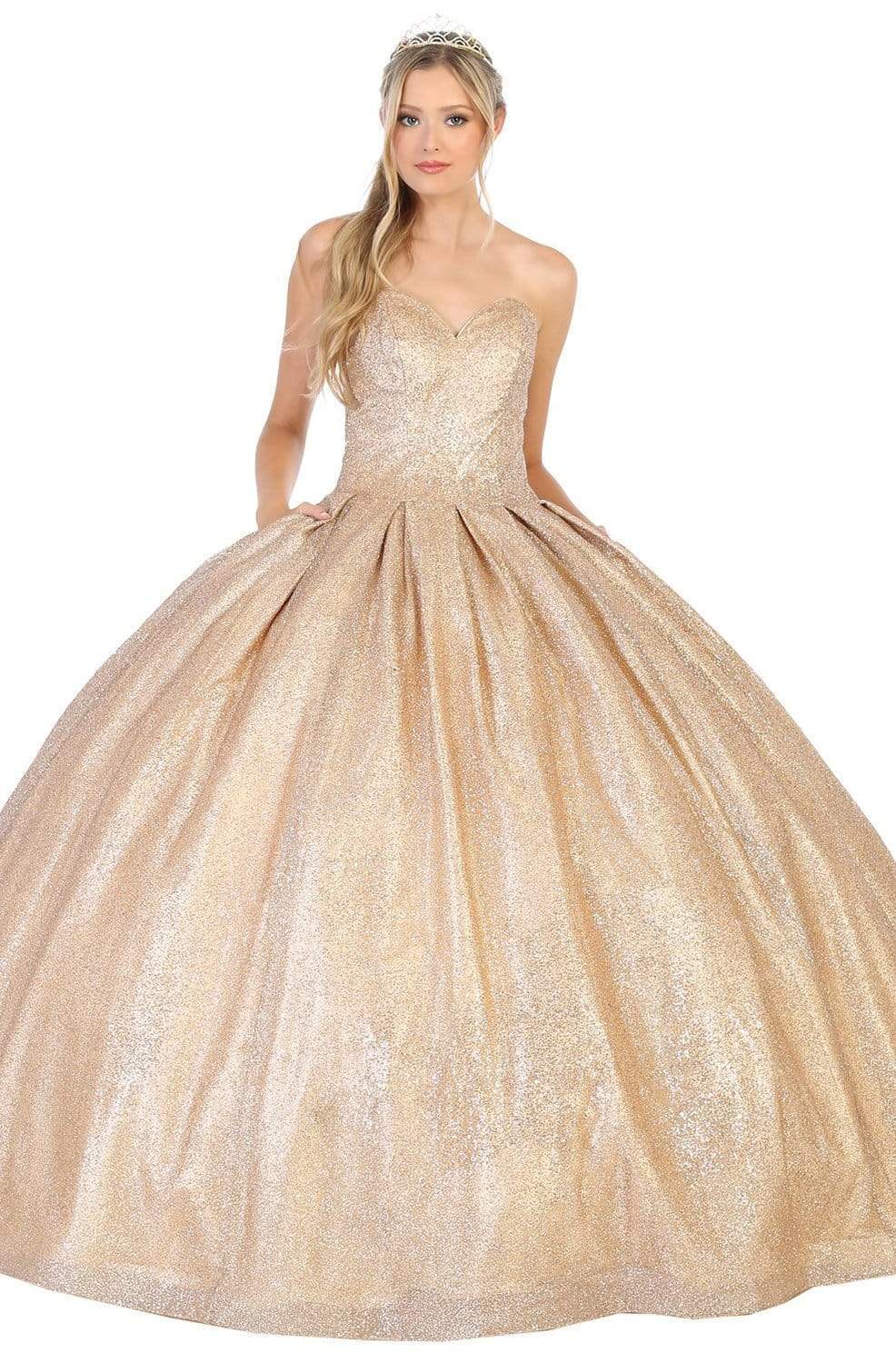 May Queen - LK138 Strapless Sweetheart Pleated Ballgown
