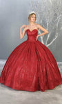 Sophisticated Strapless Natural Waistline Glittering Fitted Pleated Pocketed Lace-Up Sweetheart Dress