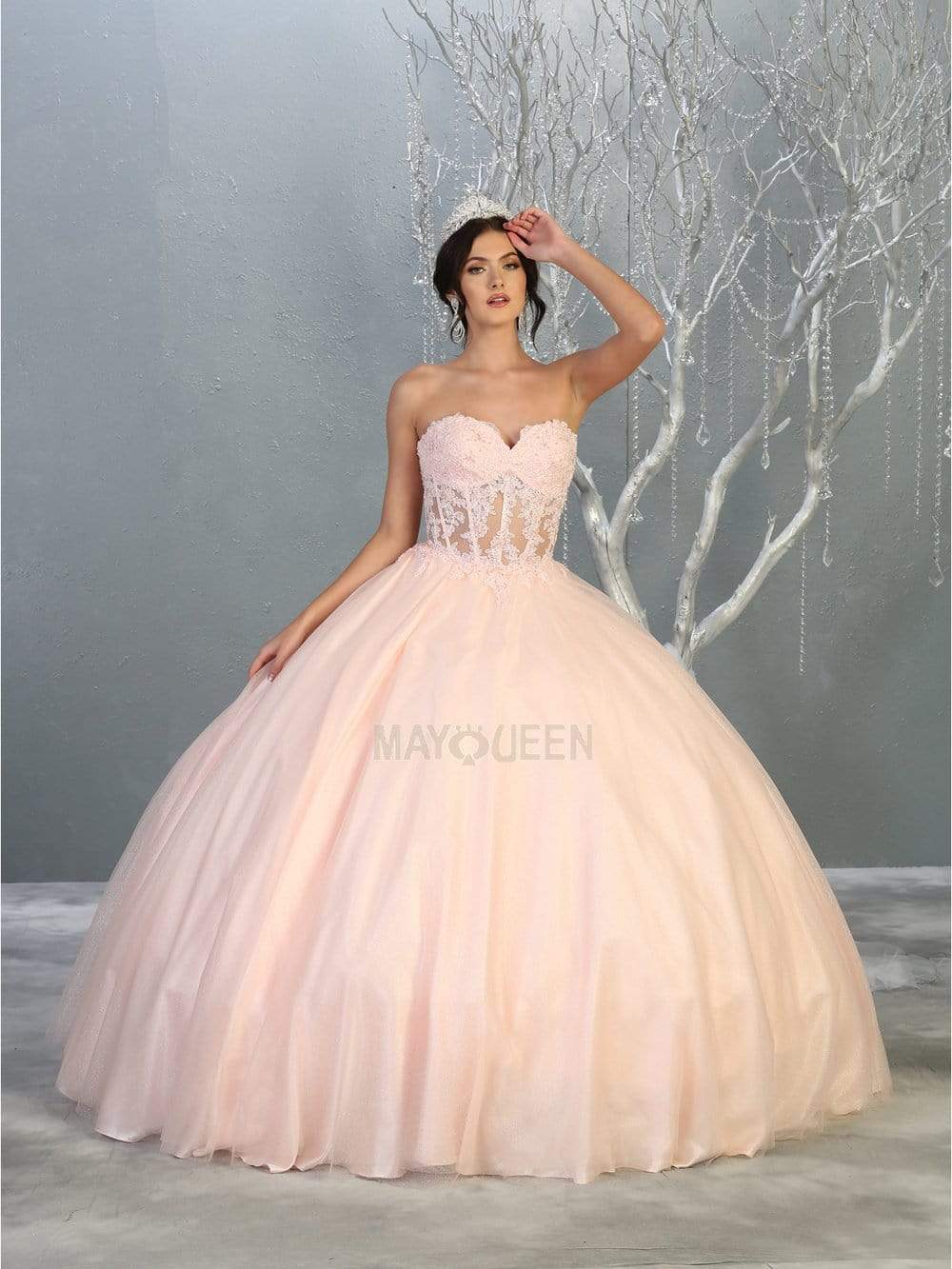 May Queen - LK141 Strapless Sweetheart Corset Bodice Ballgown
