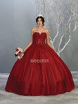 Strapless Applique Glittering Sheer Floor Length Sweetheart Basque Corset Waistline Dress