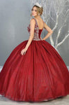 V-neck Lace-Up Fitted Sleeveless Natural Waistline Quinceanera Dress