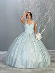 V-neck Floor Length Applique Fitted Beaded Glittering Pleated Natural Waistline Floral Print Sleeveless Evening Dress