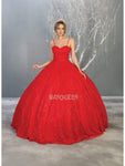Sophisticated Spaghetti Strap Embroidered Jeweled Floor Length Basque Corset Waistline Sweetheart Dress