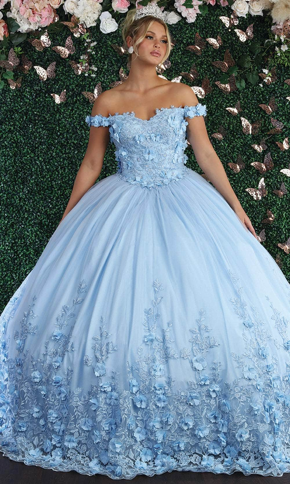 May Queen LK158 - 3D Florals Off Shoulder Ball gown
