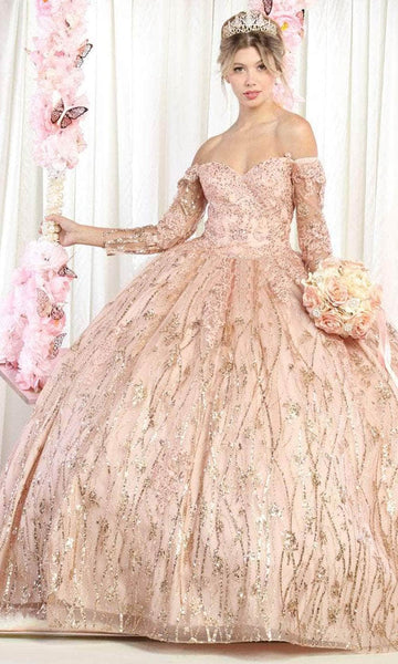 Sophisticated Long Sleeves Off the Shoulder Floor Length Corset Natural Waistline Gathered Lace-Up Sequined Sheer Beaded Sweetheart Lace Ball Gown Prom Dress with a Brush/Sweep Train