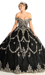 A-line Sequined General Print Off the Shoulder Natural Waistline Evening Dress with a Brush/Sweep Train