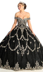 A-line Off the Shoulder General Print Natural Waistline Sequined Evening Dress with a Brush/Sweep Train