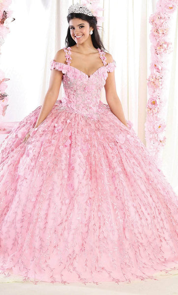 Floor Length Applique Tiered Sweetheart Cold Shoulder Sleeves Off the Shoulder Lace Basque Corset Waistline Quinceanera Dress With Rhinestones