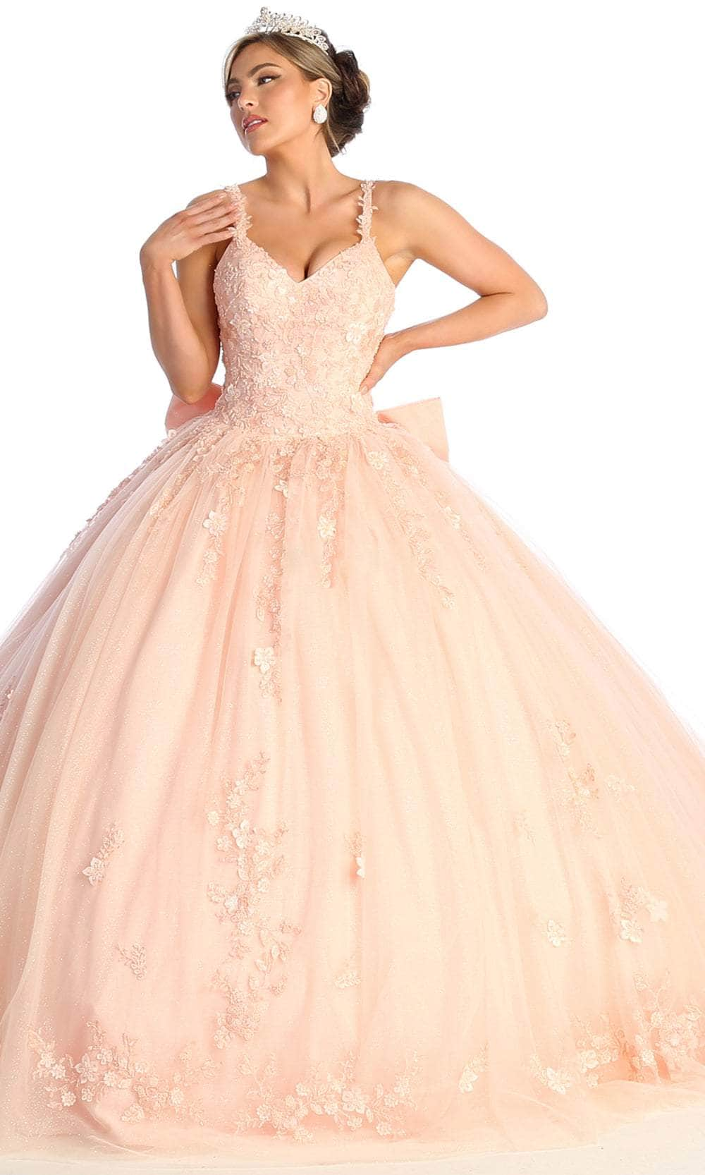 May Queen LK174 - V-Neck Embroidered Prom Ballgown
