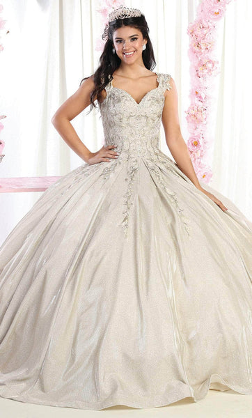 Basque Corset Waistline Off the Shoulder Applique Lace Quinceanera Dress with a Brush/Sweep Train With Rhinestones