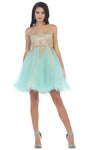 A-line Strapless Tulle Fitted Applique Lace-Up Tiered Pleated Open-Back Cocktail Above the Knee Natural Waistline Sweetheart Dress