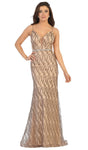 Tall Sheath Natural Waistline Beaded Sheer Illusion Spaghetti Strap Metallic Plunging Neck Sweetheart Sheath Dress with a Brush/Sweep Train