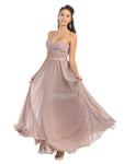 A-line Strapless Floor Length Sweetheart Natural Waistline Lace-Up Hidden Back Zipper Ruched Fitted Open-Back Party Dress