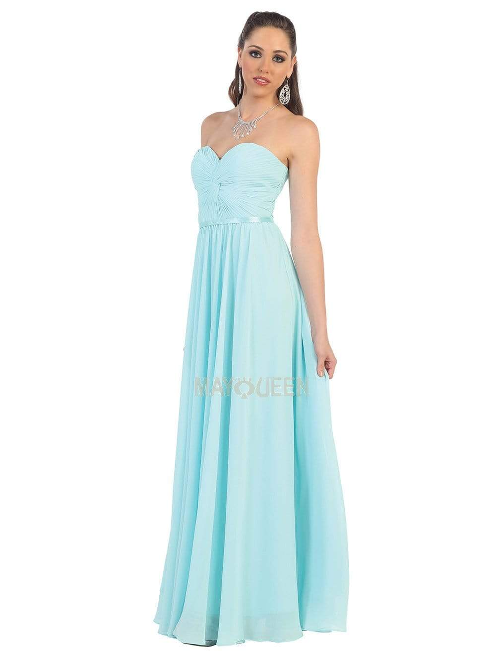May Queen - MQ1145 Strapless Sweetheart Ruched Bodice A-Line Gown