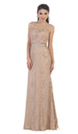 Fit-and-Flare Sheath Bateau Neck Sequined Embroidered Fitted Floor Length Natural Waistline Lace Cap Sleeves Sheath Dress/Evening Dress/Prom Dress