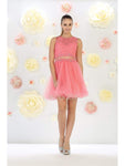 A-line Jeweled Neck Sweetheart Sleeveless Mesh Illusion Sheer Back Zipper Beaded Natural Waistline Cocktail Short Dress