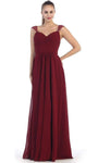 A-line Sweetheart Floor Length Sheer Pleated Open-Back Natural Waistline Chiffon Dress